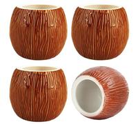 Mskmnkot Coconut Cups Hawaiian Party 4pcs Coconut Cups, 540Ml Ceramic Mug with Steady Bottom & Wide Mouth, Drink for Party, Home, Office