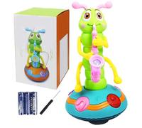 Mskmnkot Dancing Saxophone Caterpillar Toy Wriggle Caterpillar, Electric Dancing Saxophone Toy with Music and Led Light, Educational Sensory for 0-3 Year