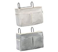 Mskmnkot Dormitory Bed Organiser Bedside Storage Basket Bed Hanging Organizer Pocket Multifunction Caddy 2pcs Grey White, Bedside Storage Basket