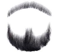 Mskmnkot Fake Mustache, Fake Beard for Men, Realistic Human Hair Mustache & Lace Beard, Invisible Costume Facial Hair for Halloween, Cosplay & Parties, Black