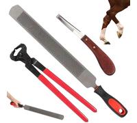 Mskmnkot Farrier Tools, 3PCS/Set 14 inch Professional Steel Hoof Knife, Goat Hoof Trimmers with Plastic Handle, Reusable Horse Trimming Tools