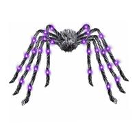 Mskmnkot Giant Spider, 79 Inch Giant Purple Spider with Light, Realistic Halloween Prop for Yard Lawn Indoor Decor