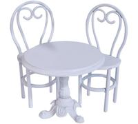 Mskmnkot Miniature Table 1:12 Scale Alloy Dollhouse Table with 2 Chairs Cute Vintage Dollhouse Furniture for Patio Fairy Garden Furniture Decor Dolls House 1/12 Scale