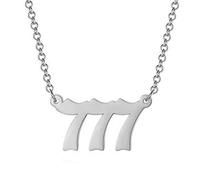 Mskmnkot Number Necklace 777 Number Pendant Choker Jewelry Stainless Steel Link Chain Sliver necklace