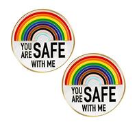 Mskmnkot Rainbow Brooch You Are Safe with Me Pins Lapel Alloy Pins Nurse Doctor Students 2PCS pride