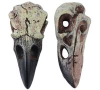 Mskmnkot Raven Statue, 2pcs Simulation Raven Skull Necklace, Gothic Crow Head Wall Hanging Decor for Jewelry, Black