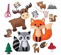 Mskmnkot Sewing Kit for Kids Dinosaur DIY Art Craft Felt Set Animals Preschool Beginners Educational Sewing Set Project Party Supplies for Boys Girls (Animal)