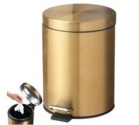 Mskmnkot Trash Can, 2.1 Gallon Metal Bathroom Trash Can with Lid Small Elegant Garbage Bin for Home Office Gold, Bathroom