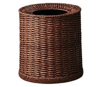 Mskmnkot Waste Basket for Bathroom Wicker Trash Can, Wicker Basket Round, Waste Paper Bin, Drop-In Oval Woven Water Hyacinth for Bathroom, Small Trash C