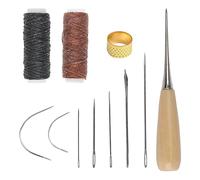 MSKS Leather Sewing Needle 11PCS 12m Waxed Thread Kit Cord Drilling Awl Thimble Curved Needle for Upholstery Carpet Furs Canvas Repair DIY Leather Hand Stitching Embroidery Bookbinding