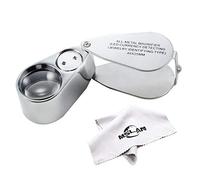 MSLAN 40X Full Metal Illuminated Jewelers Magnifier,Best Pocket Folding Magnifying Glass Jewelers Lens Eye Loupe with LED and UV Light(LED Currency Detecting/Jewelry Identifying Type)