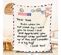 MSLing Letter Fleece Blanket to My Dear Dad Letter Printed, Dad Gifts from Daughter/Son Birthday Gifts for Dad Father's Day Daddy Gifts Presents for Dad Fluffy Blanket Love Dad's Blanket