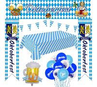 MSLing Oktoberfest Decoration Set Decoration, Oktoberfest Party Bavarian Decoration Bavarian Garland + Oktoberfest Table Cloth + Photo Props + Oktoberfest Banner, Oktoberfest Party Bavaria Decoration