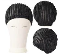 MsLoosily Cornrow Wig Cap For Crochet Braids Synthetic Braided Cap with Adjustable Straps Breathable Crochet Caps with 2 Combs Braided Wig Cap For Sew in,Braided Wig Cap for Black Women(2pcs,black)