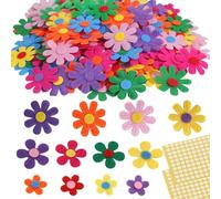 MSLSOZ 150pcs of Felt Petals, Colorful Felt Flowers, Five and Eight Petal Flower and mini Flower，with 200pcs of 8mm Double-Sided nanotape, Suitable for Children's Handmade DIY and Decorative Crafts