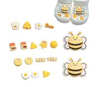 MSLSOZ 18Pcs Shoe charms for Clogs, Shoes Decorations for Girls & Boys, PVC Soft Plastic Shoe Accessories Kit, Cute Bee Shoes Decor for Kids (Yellow)
