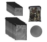 MSLSOZ 20Pcs Aquarium Filter Bags, Filter Media Bags with Plastic Zipper, 10pcs 20 * 14cm and 10pcs 10 * 9cm, 1-2mm Mesh Hole Diameter, Reusable for Activated Carbon, Ceramic Rings and Filter Stones