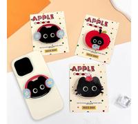 MSLSOZ 3 Adorable Cartoon Phone Grips, Cute Black Cat Pattern Phone Grip Holder, Foldable & Telescopic Phone Accessory, Compatible with Smartphones & Tablets, for Handheld Shooting, Video Watching.