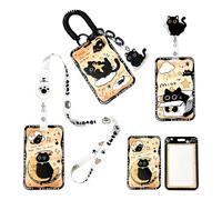 MSLSOZ 3 Piece Cute Lanyard Set，Retractable Lanyard with Card Holder, Three Connecting Accessories and Card Holders with cat Patterns.Worn Around The Neck, Wrist, Waist, or Attached to a Bag.