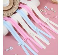 MSLSOZ 9PCS Nylon Coil Zippers, 40cm No.3 Resin Close-Ended Zips with Flower Zipper Pulls, 3 Colors Strong Zippers for Sewing Assorted Sizes, DIY Dressmaking, Bags, Tailor, Craft Supplies