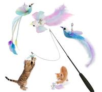 MSLSOZ Cat Stick Toy Set,3 Replaceable Cat Fishing Rod Toys Birds in Different Shapes, Bell-equipped Cats Feather Toy, and a Telescopic Rod - Perfect for Cats to Play, Exercise and Interact.
