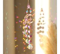 MSLSOZ Crystal SunCatcher, Colored Prism Crystal Window Ornament, sun catchers for windows, Suitable as a Gift, Can Hang on Windows, Walls, Porches, Gardens. (MOON)