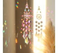 MSLSOZ Crystal SunCatcher, Colored Prism Crystal Window Ornament, sun catchers for windows, Suitable as a Gift, Can Hang on Windows, Walls, Porches, Gardens. (STAR)