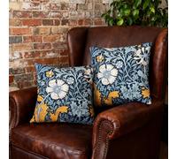 MSLSOZ Cushion Cover Set, 2Pcs 40cm×40cm William Morris Pillow Cases, Short Pile Double Sided Pattern Throw Pillow Cases, Bohemian Home Decor Cushion Cases, Vintage Gift for Women (Blue)