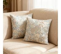 MSLSOZ Cushion Cover Set, 2Pcs 40cm×40cm William Morris Pillow Cases, Short Pile Double Sided Pattern Throw Pillow Cases, Bohemian Home Decor Cushion Cases, Vintage Gift for Women (Beige)