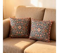 MSLSOZ Cushion Cover Set, 2Pcs 40cm×40cm William Morris Pillow Cases, Short Pile Double Sided Pattern Throw Pillow Cases, Bohemian Home Decor Cushion Cases, Vintage Gift for Women (Exotic Red)