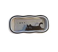 MSLSOZ Cute Black Cat Pattern Glasses Case with Transparent Lid, Hard Shell Plastic Glasses Storage Box with Cleaning Cloth, Unique Gift for Women and Kids