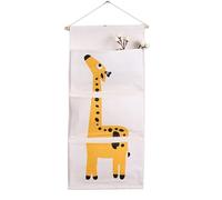 MSLSOZ hanging storage pockets, cute giraffe pattern wall hanging storage, 60 * 30cm three pocket, waterproof inside,linen hanging organiser, suitable for door storages organiser in bedrooms, kitchens