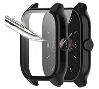 Msm-case [2 pieces Black case with Tempered Glass Screen Protector Film for Amazfit GTS 4, 9H Hardness PC Case, Bumper, Slim Full Protective Case for Smart Amazfit GTS 4