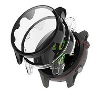 Msm-case 2 pieces -Black+Transparent with Tempered Glass Screen Protector Film for Garmin Forerunner 255, 9H Hardness PC Case, Bumper, Slim Full Protective Case for Smart Garmin Forerunner 255