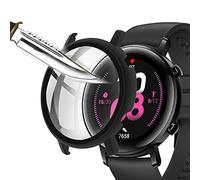 Msm-case -Black with Tempered Glass Screen Protector Film for Huawei Watch GT2 42mm, 9H Hardness PC Case, Bumper, Slim Full Protective Case for Smart Huawei Watch GT2 42mm