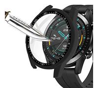 Msm-case -Black with Tempered Glass Screen Protector Film for Huawei Watch GT2 46mm, 9H Hardness PC Case, Bumper, with Scale,Slim Full Protective Case for Smart Huawei Watch GT2 46mm