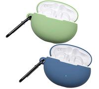 Msm-case Silicone Case Compatible with Huawei FreeBuds 4i, [Supports Wireless Charging] [Shockproof Protective Case] [Carabiner] -Cute Cartoon 3D-Blue Green