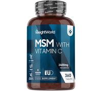 MSM Supplements 2400mg | with Vitamin C 100mg | 360 MSM Tablets | 6 Months Supply | Vegan, Non-GMO & Gluten-Free | Easy-to-Swallow Methylsulfonylmethane Tablets | Source of Sulphur | Made in Europe