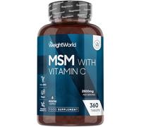 MSM Supplements 2500mg - with Vitamin C - 360 MSM Tablets - 6 Months Supply - Vegan, Non-GMO & GMP-Approved - Easy to Swallow - Methylsulfonylmethane Tablets - Source of Sulphur