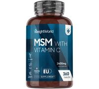 MSM Supplements - 2400mg High Strength Methylsulfonylmethane (MSM) with Vitamin C for Bones - 360 Vegan Tablets (not MSM Capsules) - 6 Months Supply - Non-GMO & Gluten-Free Sulphur Tablets