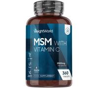 MSM Supplements - 2400mg High Strength Methylsulfonylmethane (MSM) with Vitamin C for Bones - 360 Vegan Tablets (not MSM Capsules) - 6 Months Supply - Non-GMO & Gluten-Free Sulphur Tablets