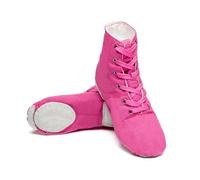 MSMAX Womens Jazz Dance Boots Lace Up High Top Character Shoes for Women - Ankle Boots for Jazz, Theater, Stage Performance & Costume, Rose Suede Sole, 6 UK