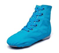 MSMAX Womens Jazz Dance Boots Lace Up High Top Character Shoes for Women - Ankle Boots for Jazz, Theater, Stage Performance & Costume, Blue, 9.5 UK