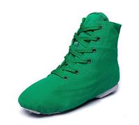 MSMAX Womens Jazz Dance Boots Lace Up High Top Character Shoes for Women - Split Sole Ankle Boots for Jazz, Theater, Stage Performance & Costume, Green, 9.5 UK