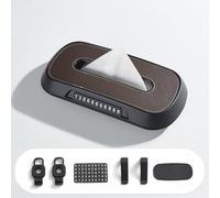 MSMDG Car Tissue Holder for BYD Yangwang U8/Yangwang U9, Car Tissue Box with Number Plate Leather Design Versatile, Durable Car Tissue Holder,C/Brown