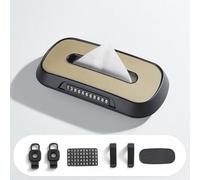 MSMDG Car Tissue Holder for Land Rover Defender Discovery 3 4 5 Range Rove Evoque Freelander, Car Tissue Box with Number Plate Leather Design Versatile, Durable Car Tissue Holder,B/Beige