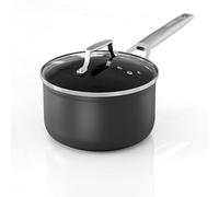 MSMK 16cm Saucepan with Lid, Non Stick Milk Pan with Cool Touch Stainless Steel Handles,Super Tough Easy Clean,4mm Stainless Steel Base Induction Compatible, Oven & Dishwasher Safe,10 Year Guarantee