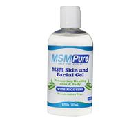 MSMPure Max Strength Skin and Facial MSM Gel with Aloe, 8oz, Preservative Free Formula for Soft, Smooth Healthy Glowing Skin, Softer Hair & Acne Treatment