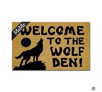 MsMr Door Mat Entrance Floor Mat Welcome To The Wolf Den Designed Funny Indoor Outdoor Doormat Non-woven Fabric Top 18"X30"