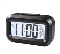MSMXCS Small Digital Travel Alarm Clock Constant Backlight(5 Seconds) On/Off Simple Operation Easy to Read Crescendo Alarm 12/24Hr 9 Min Snooze Bedside Travel Alarm Clock AAA Battery Operated Black